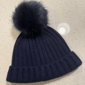J. Crew Navy Knit Beanie with Pom-Pom NWT